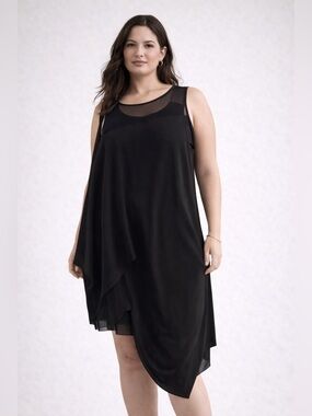 MAX AZRIA Mesh Panel Asymmetrical Dress